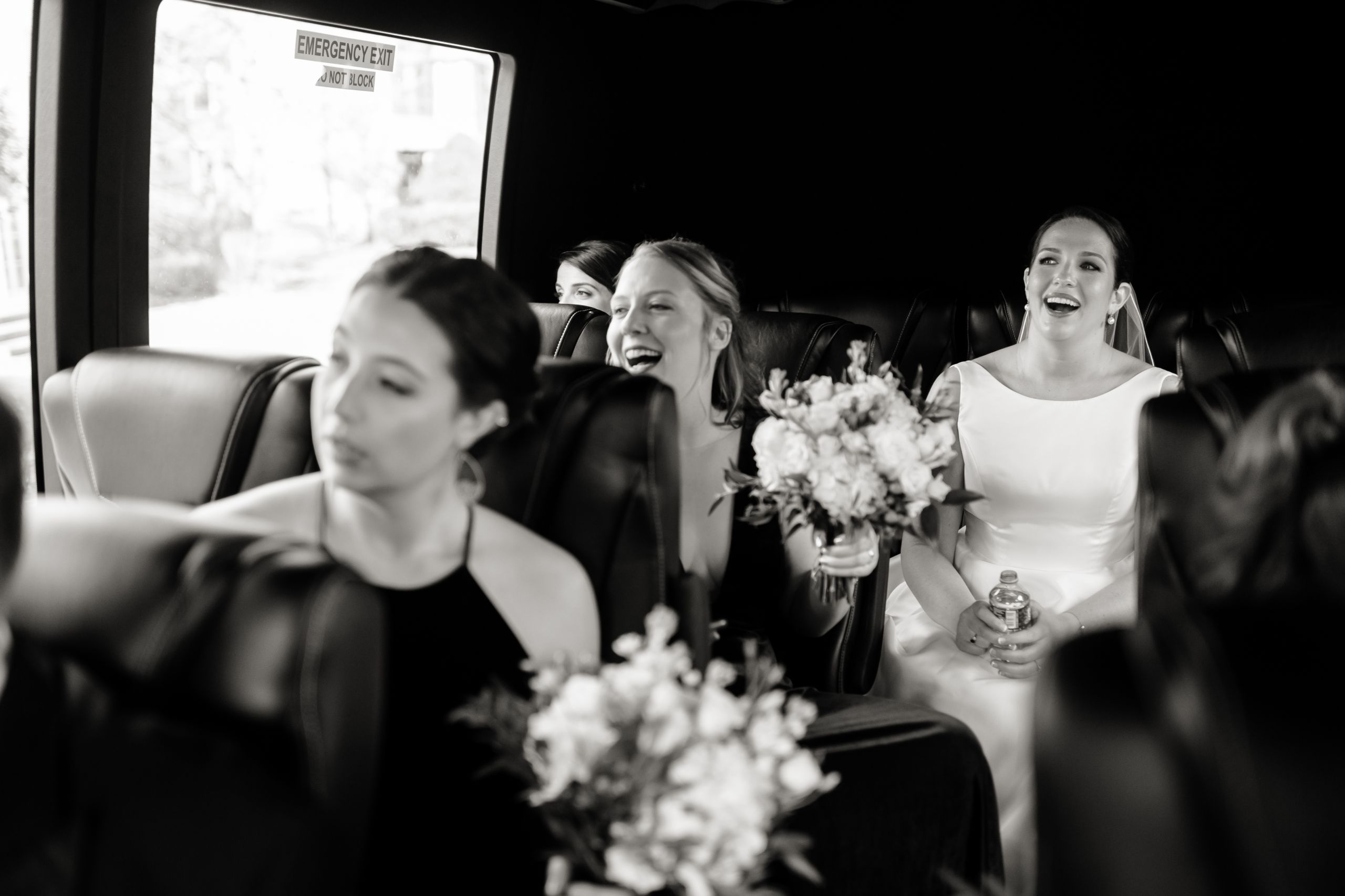 Wedding party on a bus